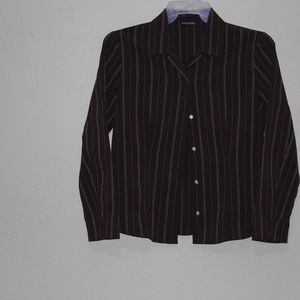 Womens Blouse, New York & Co., Chocolate Brown W/W